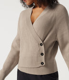Ribbed Knit V Neck Long Sleeve Work Jumper — Smoke Gray — view 6