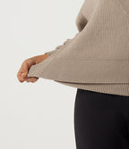 Ribbed Knit V Neck Long Sleeve Work Jumper — Smoke Gray — view 7