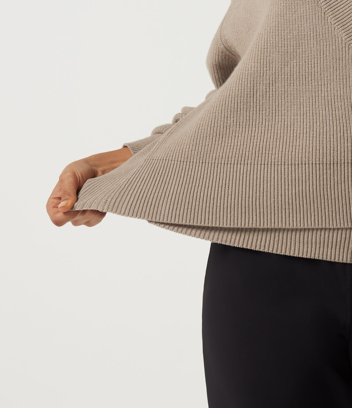 Ribbed Knit V Neck Long Sleeve Work Jumper — Smoke Gray — view 7