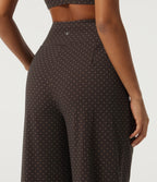 High Waisted Wide Leg Polka Dot Yoga Trousers with Pockets — Black Micro Dot — view 5
