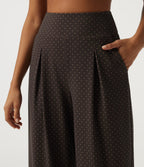 High Waisted Wide Leg Polka Dot Yoga Trousers with Pockets — Black Micro Dot — view 4