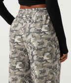 High Waisted Corduroy Camo Drawstring Casual Baggy Trousers with Pockets — Foggy Night Camo — view 5
