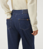 High Waisted Casual Cotton Flare Jeans with Pockets — Pageant Blue Denim — view 5