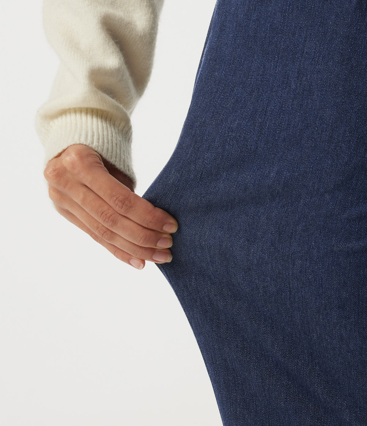 High Waisted Casual Cotton Flare Jeans with Pockets — Pageant Blue Denim — view 7