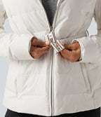 Hooded Long Sleeve Belted Work Down Jacket with Pockets — White — view 7