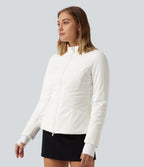 PuffFlex Long Sleeve Double Zipper Casual Padded Jacket with Pockets — White — view 3