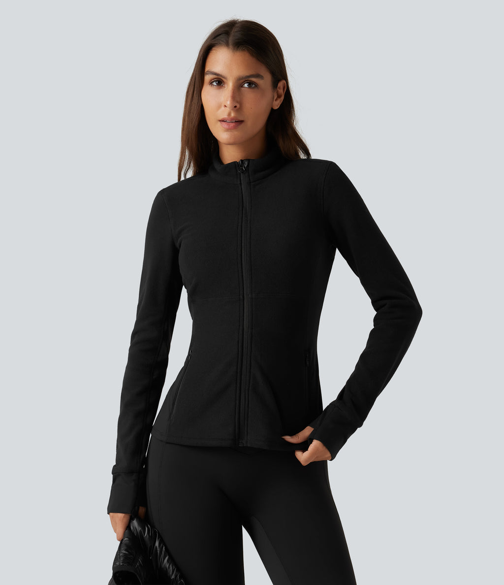 2-Piece Workout Padded Vest & Jacket with Pockets — Signature Ink Black — view 5