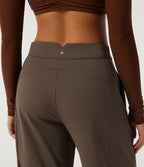 Mid Rise Barrel Leg Yoga Trousers with Pockets — Chocolate Martini — view 5