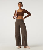 Mid Rise Barrel Leg Yoga Trousers with Pockets — Chocolate Martini — view 7