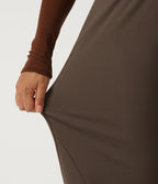 Mid Rise Barrel Leg Yoga Trousers with Pockets — Chocolate Martini — view 6