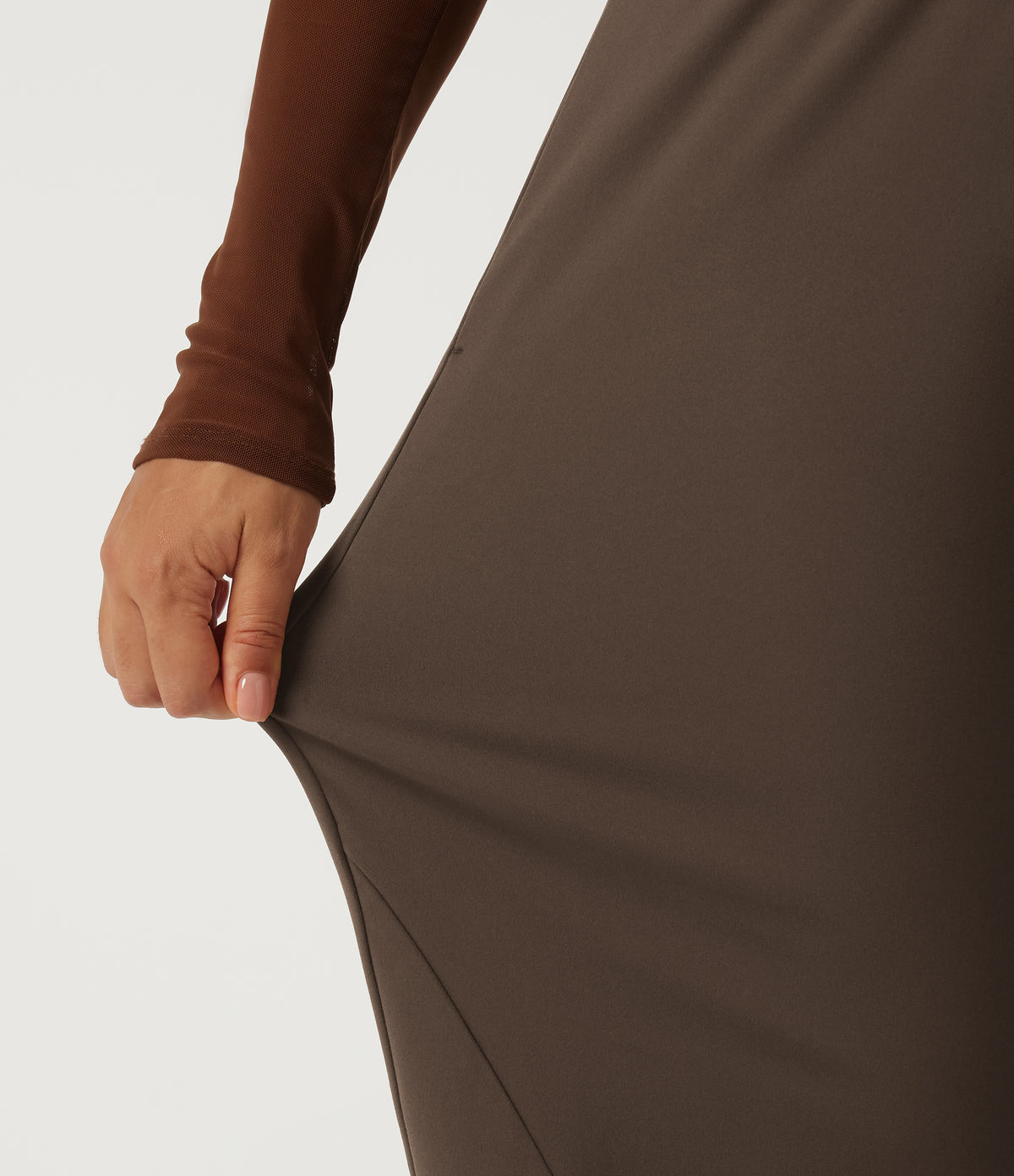 Mid Rise Barrel Leg Yoga Trousers with Pockets — Chocolate Martini — view 6