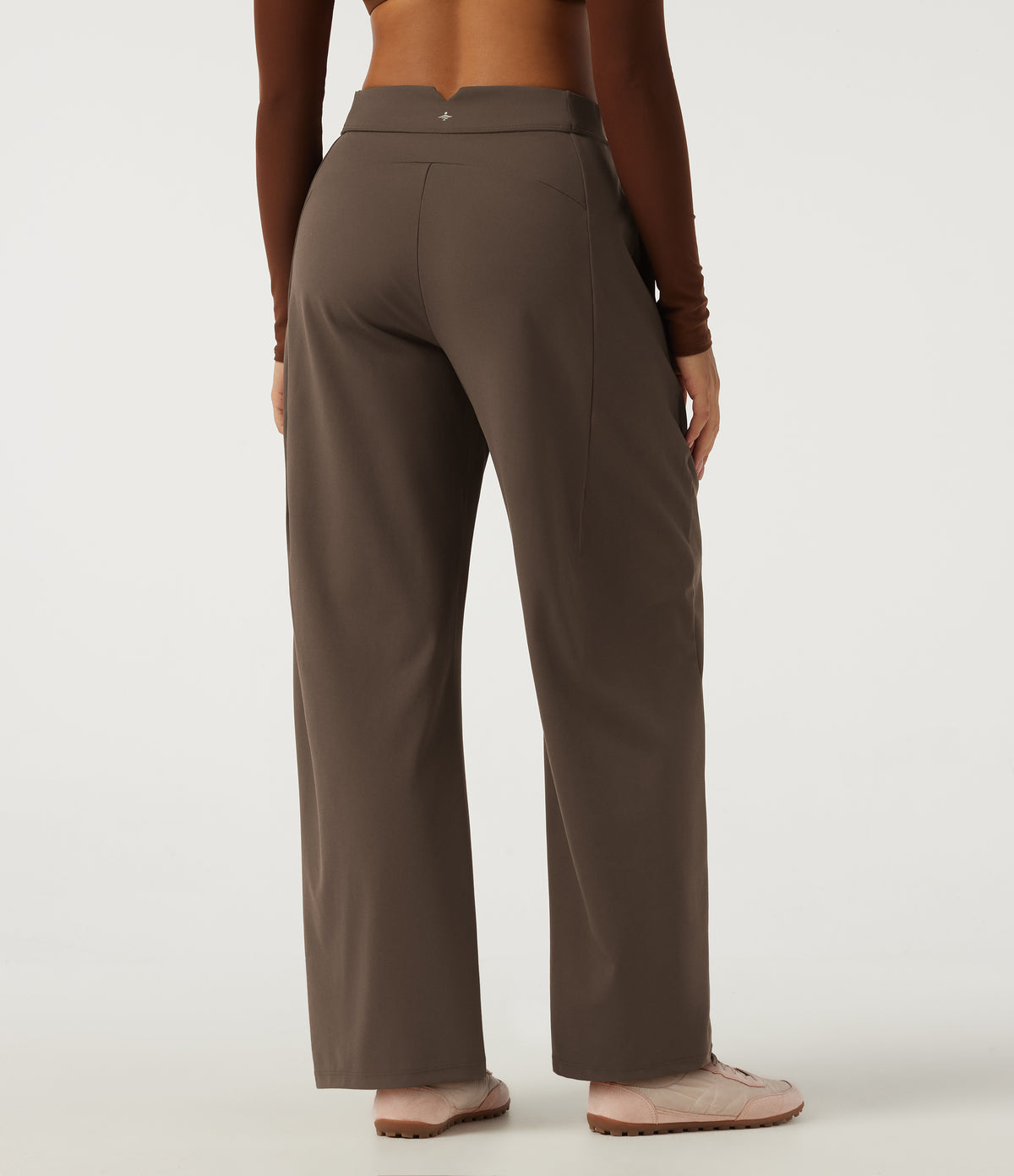 Mid Rise Barrel Leg Yoga Trousers with Pockets — Chocolate Martini — view 2