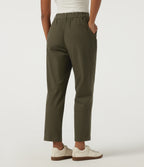 Mid Rise Straight Leg Work Chino Cotton Trousers with Pockets — Forest Night — view 2