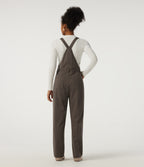 Square Neck Straight Leg Stripe Casual Dungarees with Pockets — Espresso Cream Stripe — view 2
