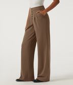 Mid Rise Straight Leg Work Trousers with Pockets — Sepia — view 3