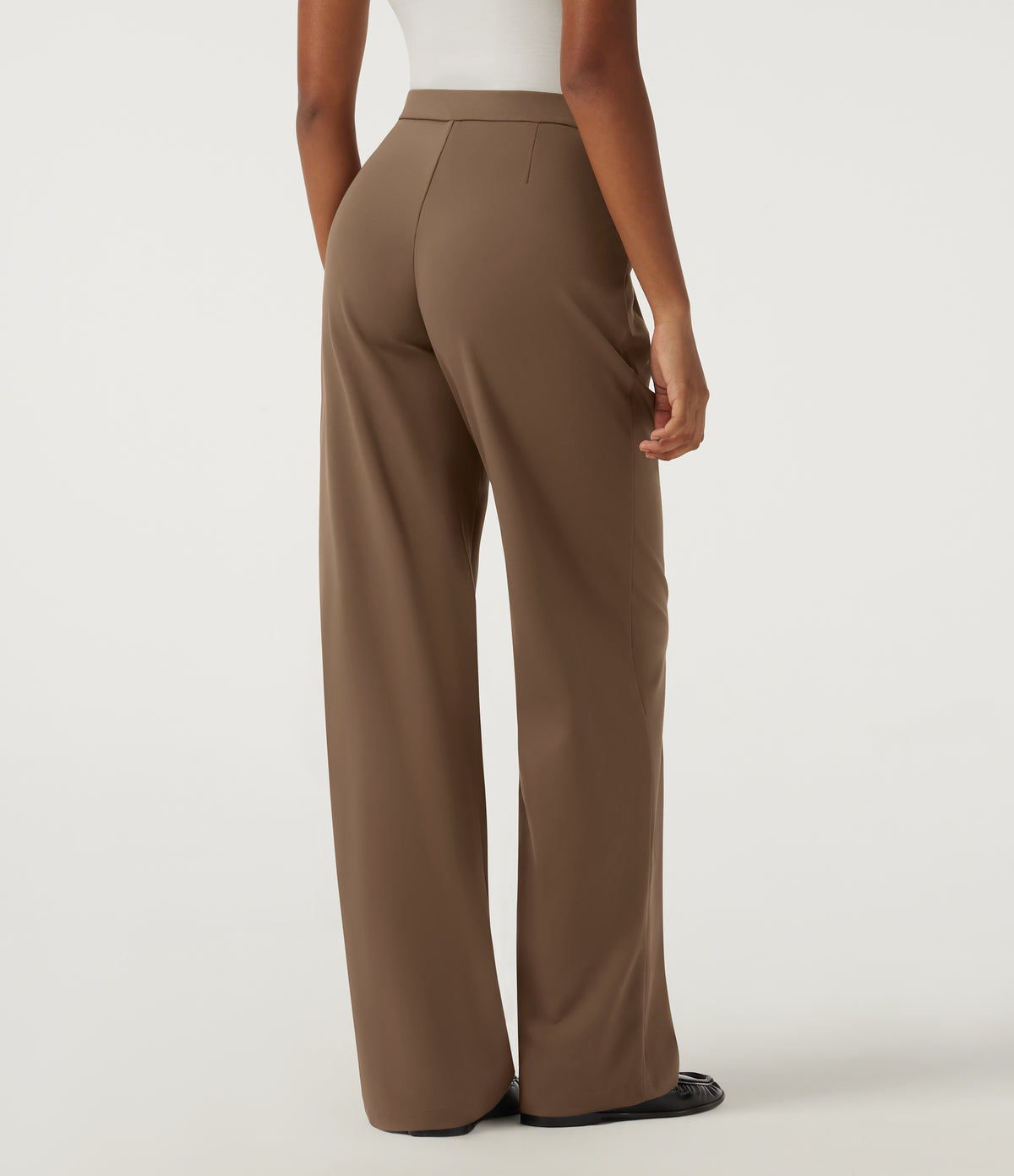 Mid Rise Straight Leg Work Trousers with Pockets — Sepia — view 2