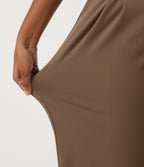 Mid Rise Straight Leg Work Trousers with Pockets — Sepia — view 6