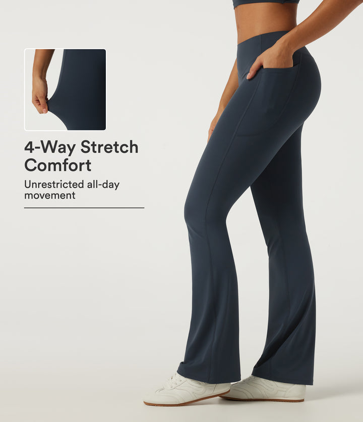 Low Rise Yoga Bootcut Leggings with Pockets — Carbon — view 1