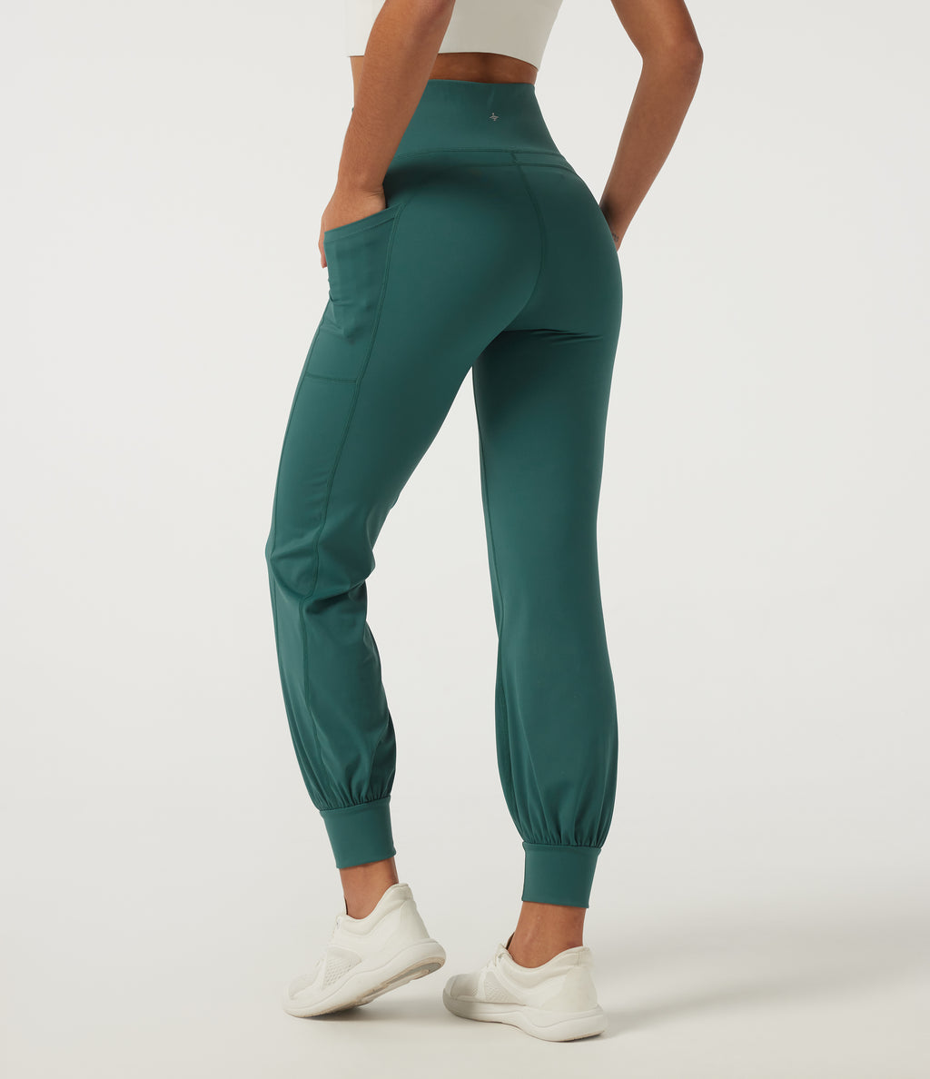 Speedwave Air High Waisted Tummy Control Quick Dry Running Joggers with Pockets — Viridian — view 2