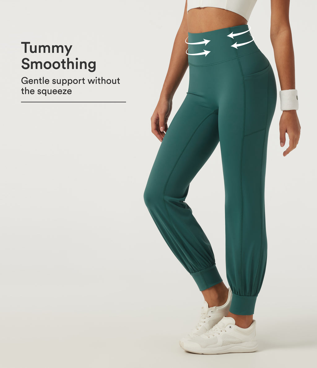 Speedwave Air High Waisted Tummy Control Quick Dry Running Joggers with Pockets — Viridian — view 1