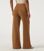 SpacerTek High Waisted Wide Leg Pintuck Work Trousers with Pockets — Glazed Ginger — view 2