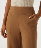 SpacerTek High Waisted Wide Leg Pintuck Work Trousers with Pockets — Glazed Ginger — view 4