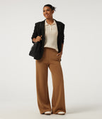 SpacerTek High Waisted Wide Leg Pintuck Work Trousers with Pockets — Glazed Ginger — view 6