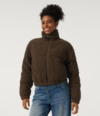 Stand Collar Corduroy Casual Puffer Jacket with Pockets — Carafe — view 4