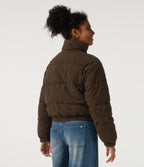 Stand Collar Corduroy Casual Puffer Jacket with Pockets — Carafe — view 2