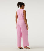 V Neck Sleeveless Wide Leg Work Jumpsuit with Pockets - Edition — Prism Pink — view 2