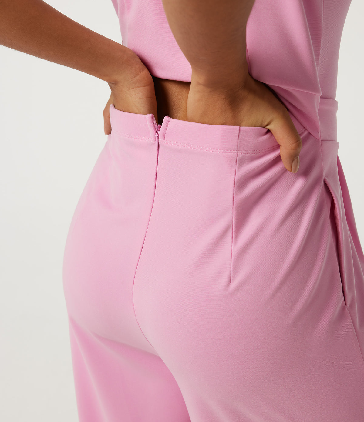 V Neck Sleeveless Wide Leg Work Jumpsuit with Pockets - Edition — Prism Pink — view 6