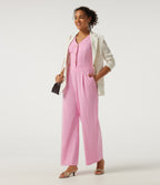 V Neck Sleeveless Wide Leg Work Jumpsuit with Pockets - Edition — Prism Pink — view 7
