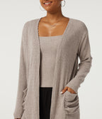 Ribbed Knit Long Sleeve Casual Cardigans with Pockets — Smoked Olive — view 5