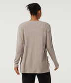 Ribbed Knit Long Sleeve Casual Cardigans with Pockets — Smoked Olive — view 2