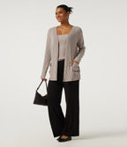 Ribbed Knit Long Sleeve Casual Cardigans with Pockets — Smoked Olive — view 6