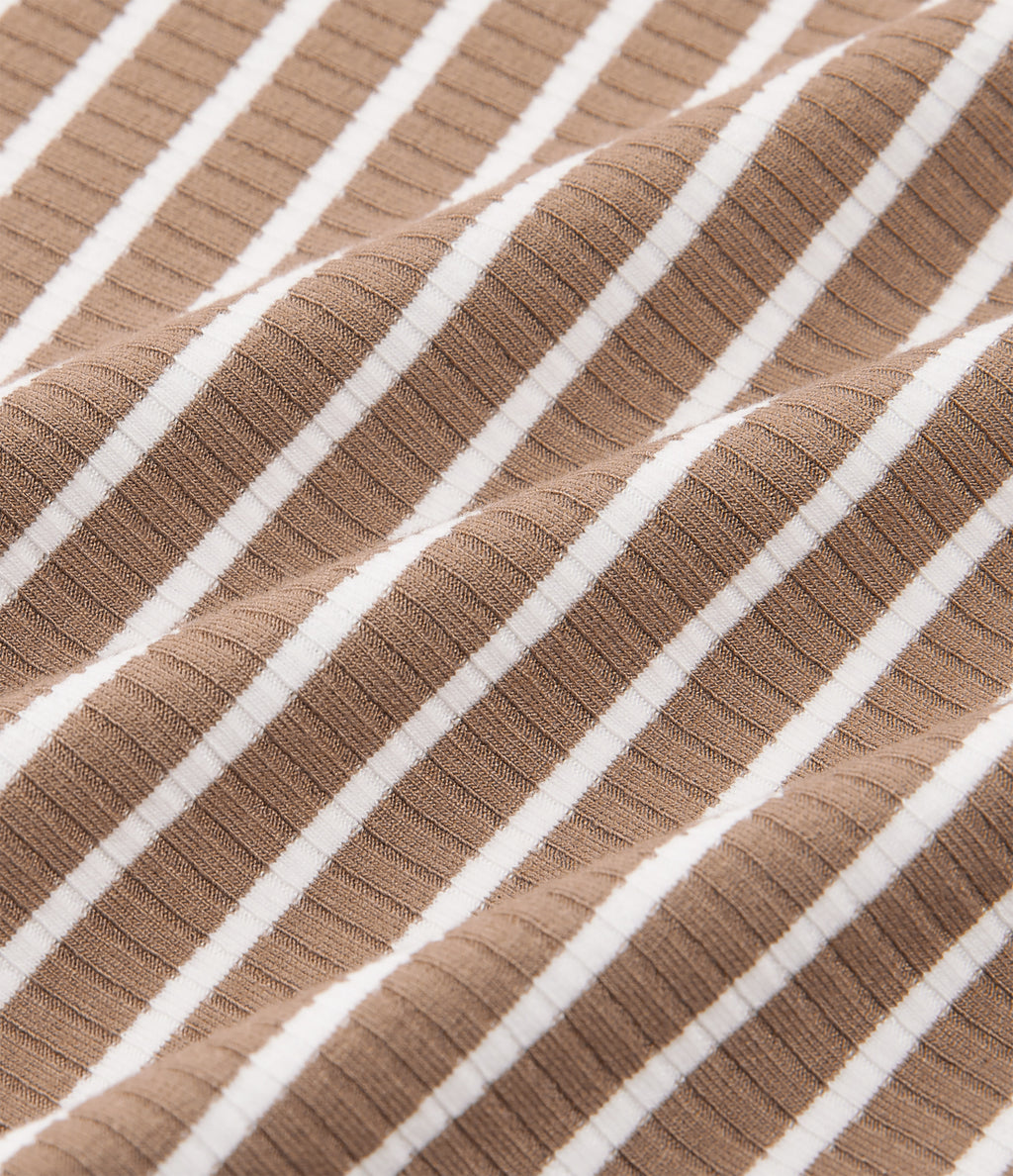 Mid Rise Drawstring Baggy Stripe Casual Trousers with Pockets — Wheat Dune Taupe — view 7
