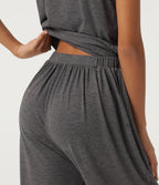V Neck Sleeveless Tapered Crossover Casual Jumpsuit with Pockets-Edition — Darl Gray Floral Yarn — view 5