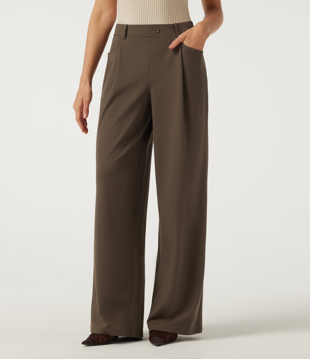 Mid Rise Baggy Work Trousers with Pockets — Chocolate Martini — view 1