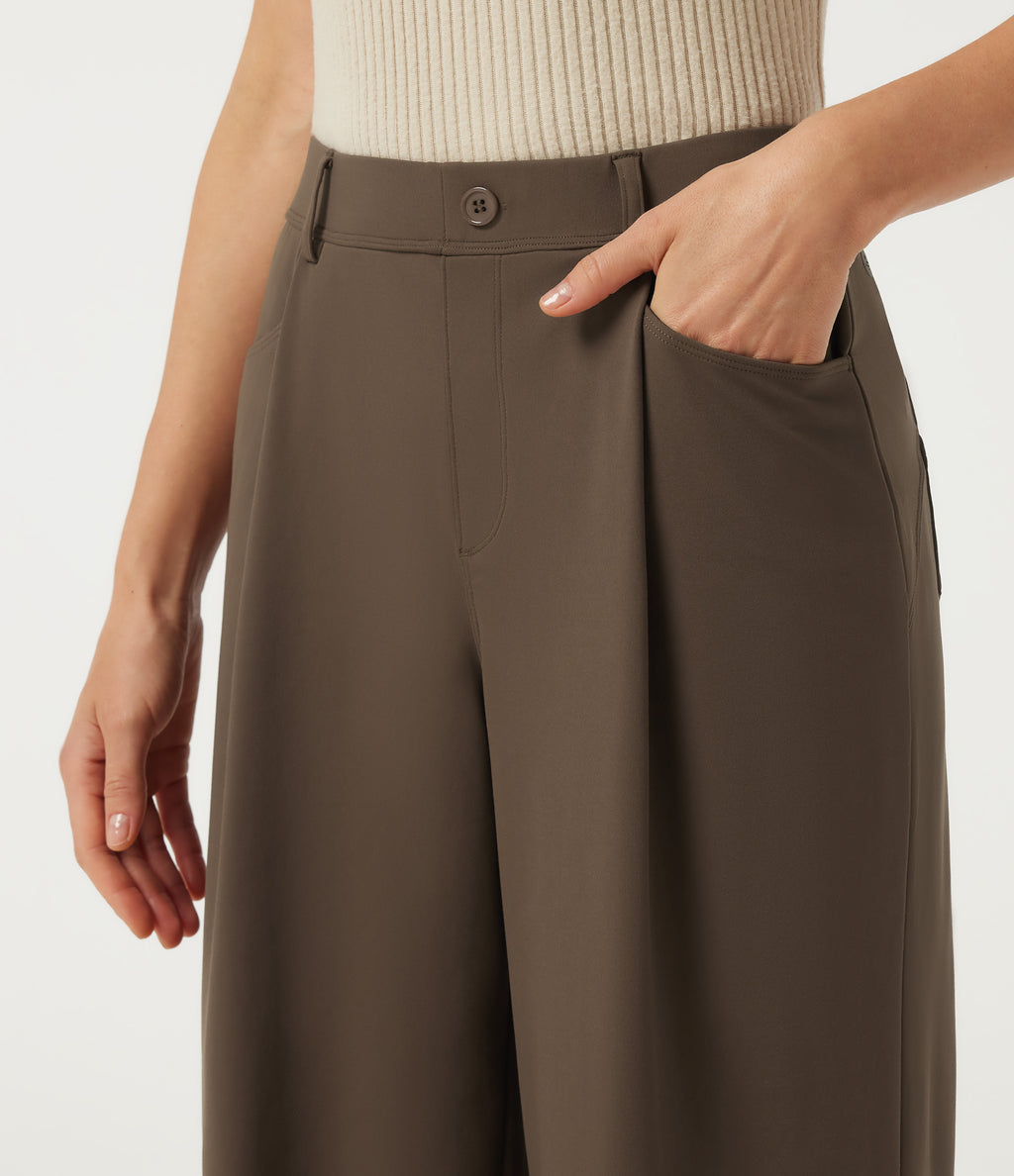 Mid Rise Baggy Work Trousers with Pockets — Chocolate Martini — view 4