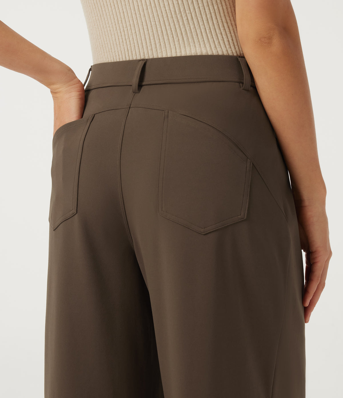 Mid Rise Baggy Work Trousers with Pockets — Chocolate Martini — view 5