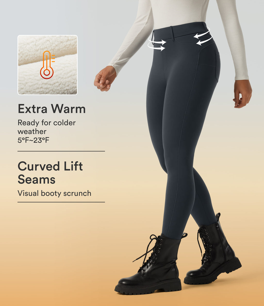 Extra Heat High Waisted Skinny Casual Leggings with Pockets — Carbon — view 1