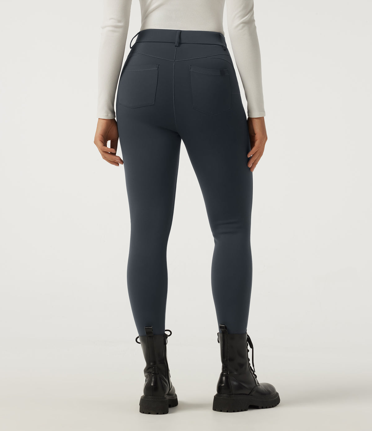 Extra Heat High Waisted Skinny Casual Leggings with Pockets — Carbon — view 4