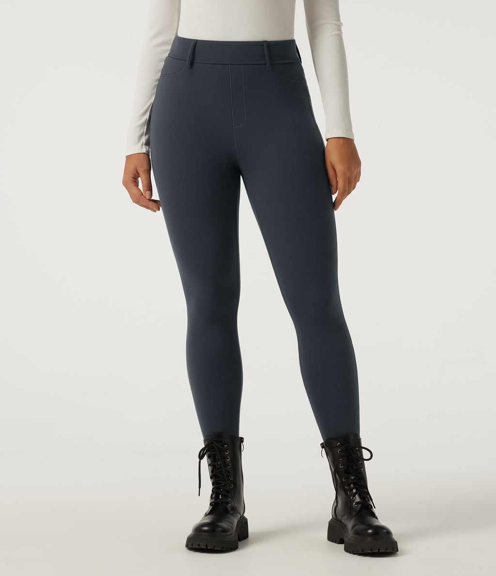 Extra Heat High Waisted Skinny Casual Leggings with Pockets — Carbon — view 3