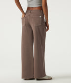 Low Rise Asymmetric Wide Leg Colorful Casual Jeans with Pockets — Malt Dune Brown — view 3