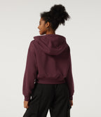 Hooded Long Sleeve Fleece Yoga Sweatshirt — Chocolate Truffle — view 2