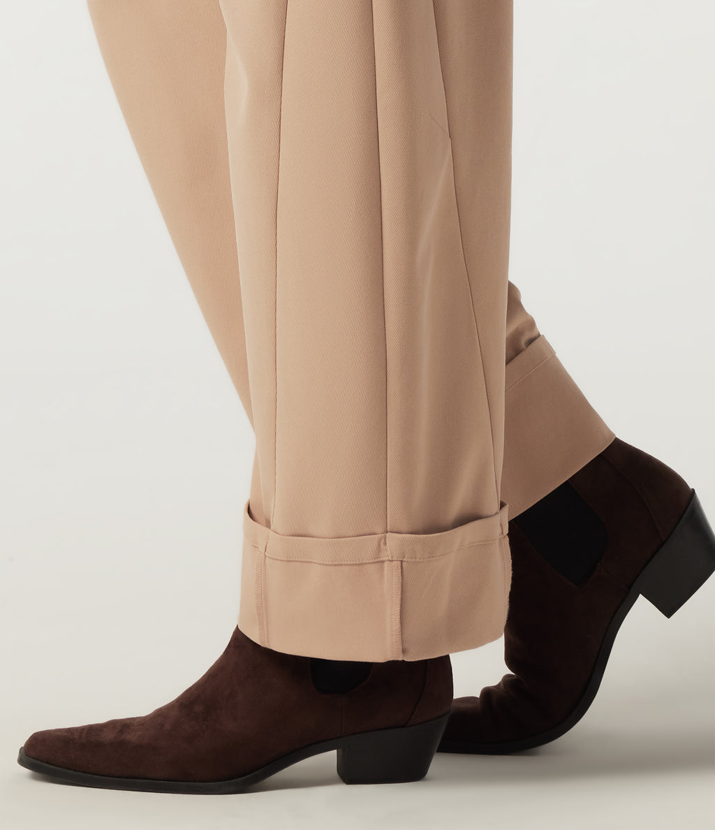 Mid Rise Barrel Leg Rolled Hem Casual Trousers with Pockets — Candied Ginger — view 7