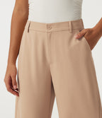 Mid Rise Barrel Leg Rolled Hem Casual Trousers with Pockets — Candied Ginger — view 4