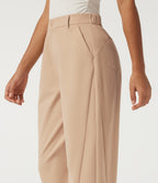 Mid Rise Barrel Leg Rolled Hem Casual Trousers with Pockets — Candied Ginger — view 6