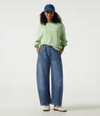 Mid Rise Barrel Leg Casual Cotton Jeans with Pockets — Pageant Indigo Denim — view 8
