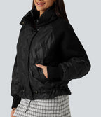 High Neck Long Sleeve Casual Padded Jacket with Pockets — Black — view 7